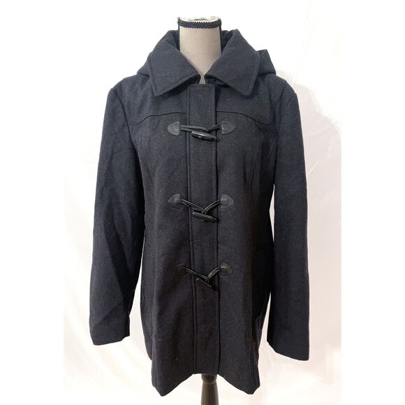 Company by Ellen Tracy Hooded Wool Blend Peacoat - Picture 1 of 16